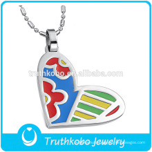 TKB-JP0168 Women Special Art Design enamel heart shaped jewelry stainless steel pendant
